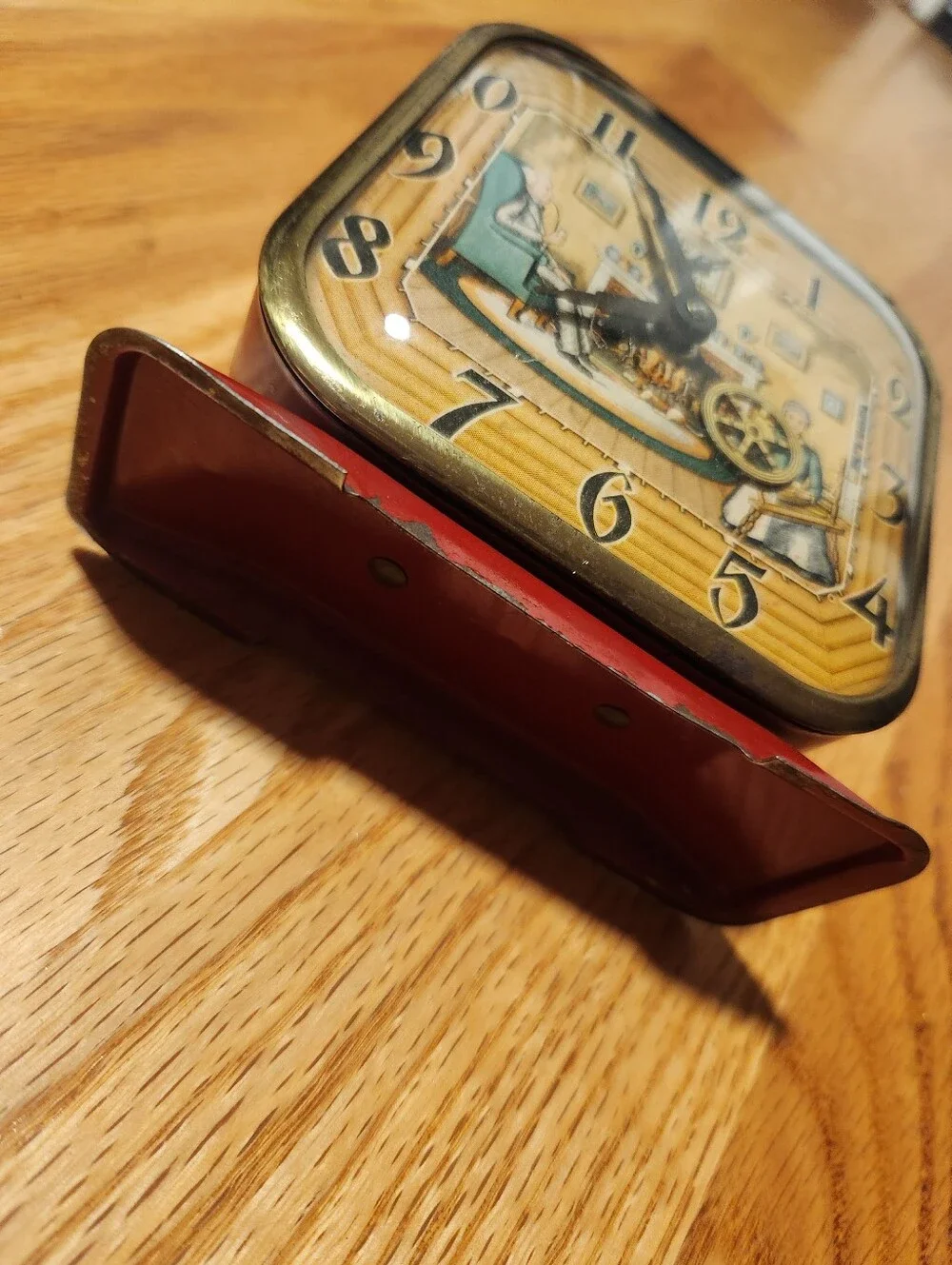 Vintage 1950s Lux Co Clock Red With Details Needs Work